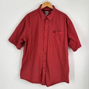 Cinch Mens XXL Red Geometric Print Short Sleeve Button Down Shirt
